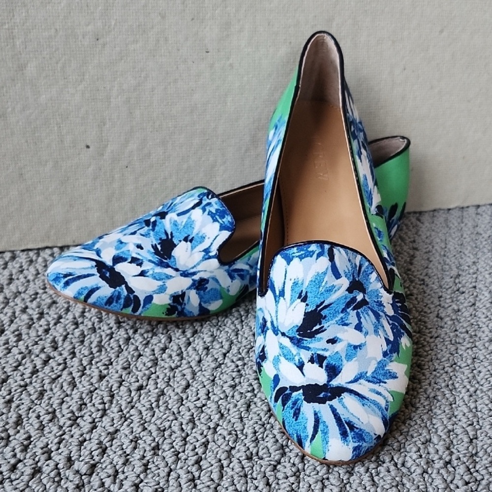 J. Crew Floral Blue and Green Women's Loafers size 9 to 9.5